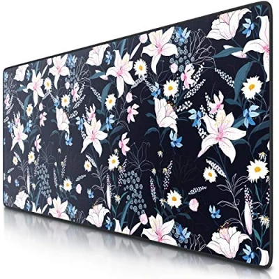 Image of CSL XXL Gaming Mouse Mat 900 x 400 mm Large with Motif Table Size Improves Precision and Speed Also for Roccat Razer Logitech Keyboard Flowers