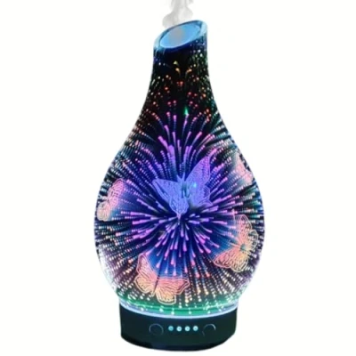 Image of Cello 3D Butterfly Glass Ultrasonic Diffuser Oil Diffusers And Humidifiers For Home An Aromatherapy To Pair With Essential Oils Or Used As LED Lamp. Home.