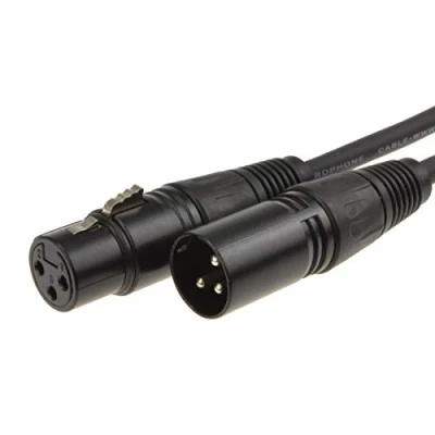 Image of kenable Balanced XLR Microphone Lead Male to Female Audio Cable BLACK 1.5m [1.5 metres]