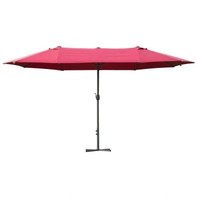 Image of Outsunny 4.6m Garden Parasol Double Sided Sun Umbrella Patio Market Shelter Canopy Shade Outdoor with Cross Base Red
