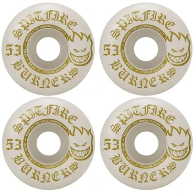 Image of Spitfire Skateboard Wheels Burners 53mm 99A White/Gold