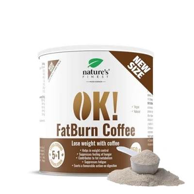 Image of Nature&#039;s Finest by Nutrisslim OK!FatBurn Coffee Instant Powder With L Carnitine, Guarana and Elderberry, Ideal Weight Loss Natural Drink for Energy, Vegan