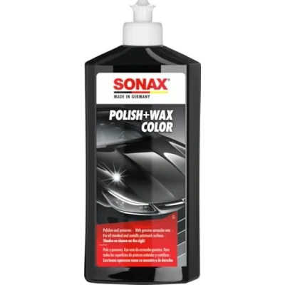 Image of SONAX Polish+Wax Color Black (500 ml) Smoothens out fine unevennesses, polishes and freshens up the paintwork&#039;s colours. Item No. 0296100 810