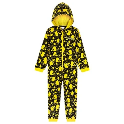 Image of Pokemon Onesies for Boys and Girls, Pikachu One Piece Kids Sleepsuit (Black/Yellow, 4 5 Years)