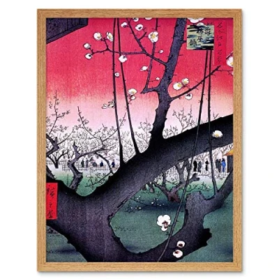 Image of Wee Blue Coo Utagawa Hiroshige Japanese Pruneraie Kameido Art Print Framed Poster Wall Decor 12x16 inch