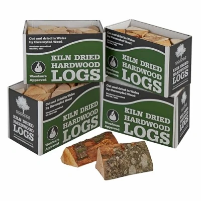 Image of Kiln Dried Hardwood Logs, (24L), WoodSure Approved, for Wood Burners, Open Fires, Stoves, Pizza Ovens, Camp Fires and Chiminea (4 Boxes (96L))