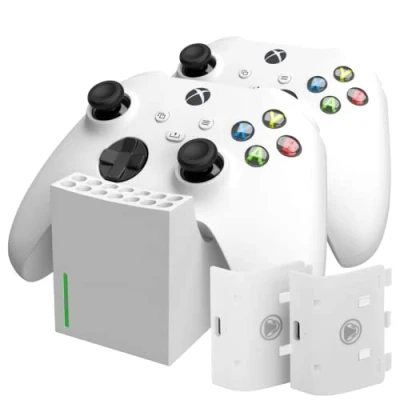 Image of snakebyte Xbox TWIN Charge SX white Series X Charging Station for Controller, Charger 2 Wireless Controllers, Batteries Rechargeable 800mAh, LED Status, Design