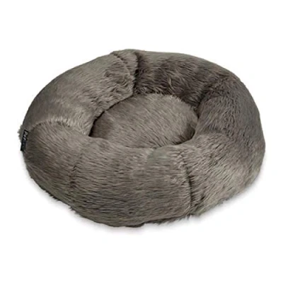 Image of Petface Luxury Faux Fur Donut Pet Bed,Dark Gray