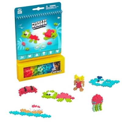 Image of Plus Building Blocks Toy Puzzle by Number Travel Games Activity Book, Kids Construction Toys, Creative Learning Resources and STEM Play Girls Boys Toys Age 5 Ocean