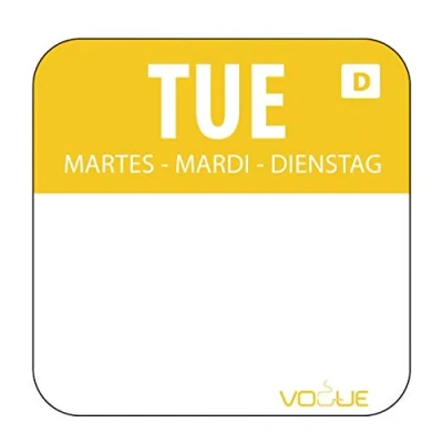 Image of Tuesday Dissolvable Food Rotation Labels Tuesday. Pack quantity: 1000