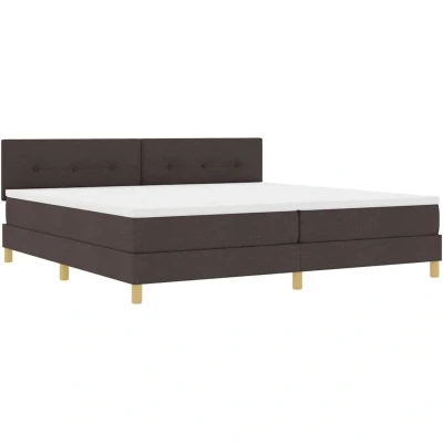 Image of vidaXL Box Spring Bed with Mattress &amp; LED Dark Brown 200x200 cm Fabric