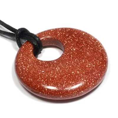 Image of CrystalAge Leo Birthstone Necklace Goldstone Donut