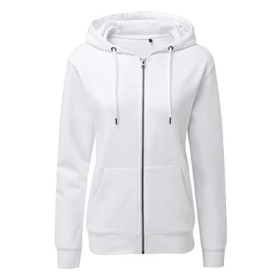 Image of Asquith &amp; Fox Women&#039;s Zip Through Organic Hoodie White Large
