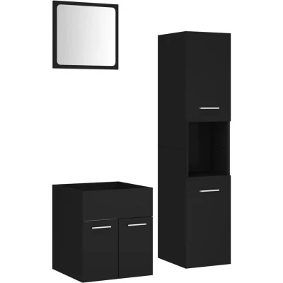 Image of vidaXL Bathroom Furniture Set Black Engineered Wood