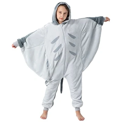 Image of corimori Fluffy Manta Ray Costume for Children Carnival Fancy Dress Onesie Girls Boys Height 110 130 cm
