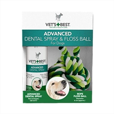 Image of Vet&#039;s Best Natural Dental Spray &amp; Floss Ball Clean Teeth and Fresh breath for Dogs