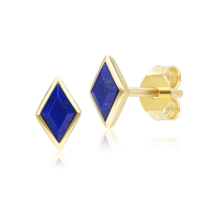 Image of Classic Lapis Lazuli Stud Earrings in 9ct Yellow Gold