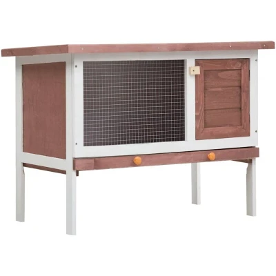 Image of vidaXL Outdoor Rabbit Hutch 1 Layer Brown Wood
