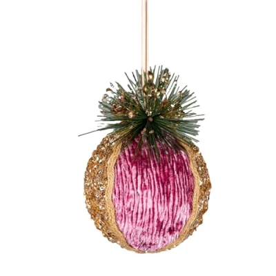 Image of Pink Burgundy Glitter Bauble 11.5cm Christmas Tree Hanging Decorations Festive Decorative Ornaments Fairy Tale Themed Xmas Pendant