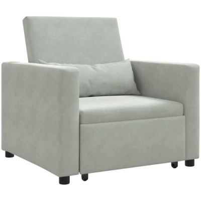 Image of vidaXL 3 in 1 Single Sofa Bed Convertible Light Grey Velvet