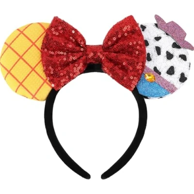 Image of UNKJIN Mouse Ears Headband, Sequin Headband with Splicing Ears, Glitter Hairband Party Decoration for Women (Yellow Cowboy)
