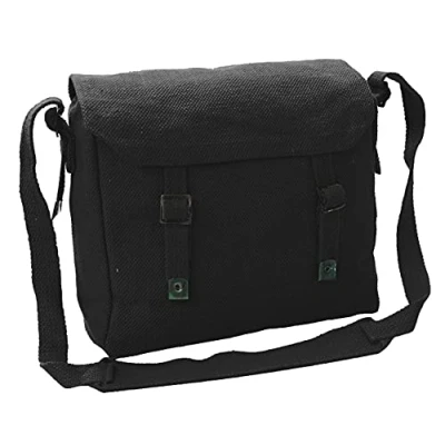 Image of Small Canvas Webbing Messenger Bag (Black)