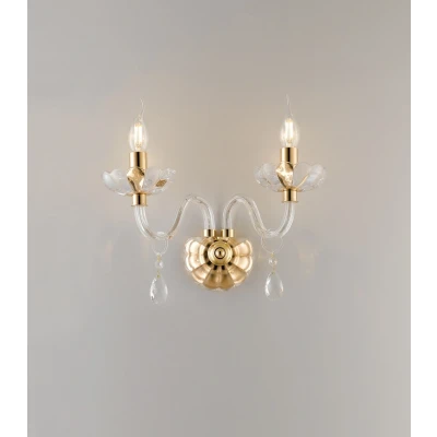 Image of RIFLESSO Twin 2 Light Candle Wall Gold, Crystal 40x35x18cm