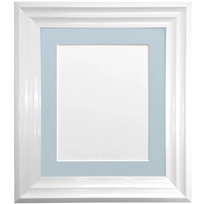 Image of FRAMES BY POST Firenza White Picture Photo Frame with Blue Mount Plastic Glass 60x80cm Pic Size 50cmx70cm