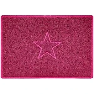 Image of Nicoman Star Embossed Shape Entrance Door Mat Dirt Trapper Washable Barrier Doormat Indoor or Outdoor (Large, Pink, 90 x 60cm)