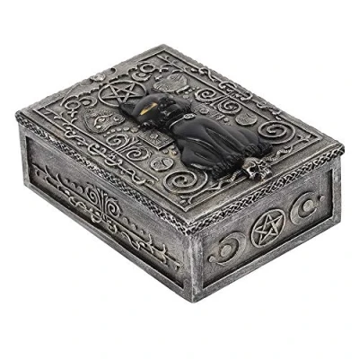 Image of Elegant Resin Gothic Black Cat Storage Box 15cm x 9cm (1 Pc.) Decorative Organizer, Premium Material Perfect for Home Decor &amp; Organization