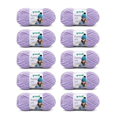 Image of Gründl Funny uni Knitting &amp; Crochet Yarn (Velvety Chenille 100% Polyester, 10 x 100 g/120 m, Needle Size: 5 6), Lavender