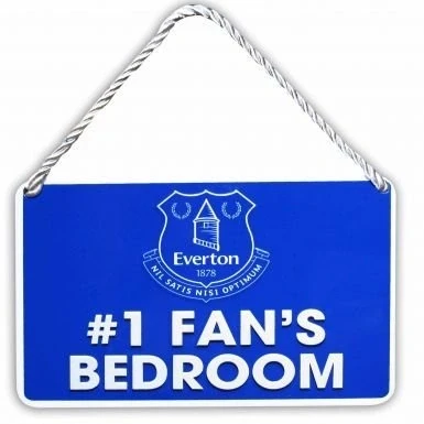 Image of Everton Official FC No.1 Fan Metal Bedroom Sign (16cm x 11cm)