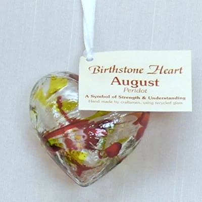 Image of August birthstone Glass Heart Peridot by Milford Collection