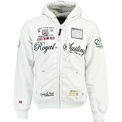 Image of Geographical Norway Herren Designer Hoodie Jacket Fighter XL White