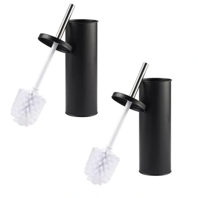 Image of Beldray COMBO 9035 Set 2 Pack, Bathroom Toilet Bowl Brush with Stiff Bristles, Hygienic Holder Lid Design, Deep Clean, Slim for Easy Storage, Black, One Size