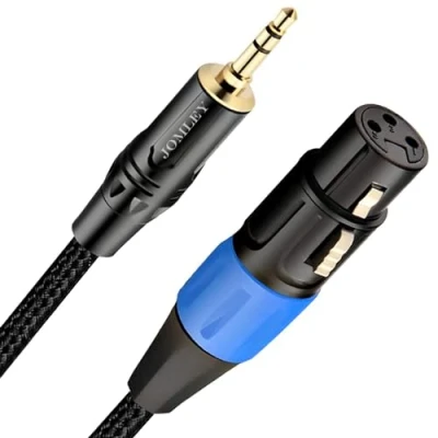 Image of JOMLEY XLR to 3.5mm Cable, Unbalanced Female 1/8 inch Mini Stereo Jack Aux Microphone Cable Mic Cord for Cell Phone, Laptop, Speaker, Mixer 1m/3.3ft