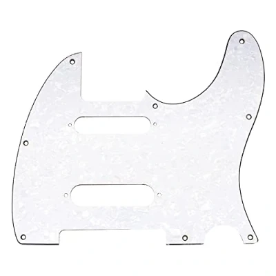 Image of Musiclily Pro 8 Holes SS Guitar Tele Pickguard for USA/Mexico Fender Deluxe Nashville Telecaster Electric Guitar, 4Ply White Pearl