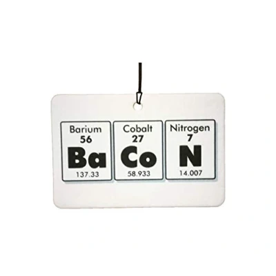 Image of Periodic Bacon Car Air Freshener (Funny/Fun Xmas Christmas Stocking Filler/Secret Santa/Novelty Scented Gift)