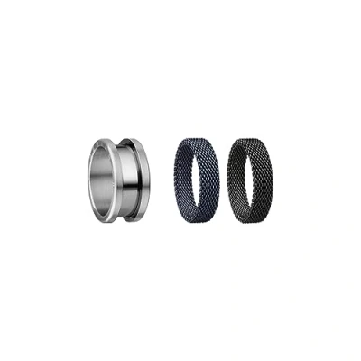 Image of BERING Exchangeable Ring Set for Men in Silver, Black and Blue with the Distinctive Twist Change System, Symphony B