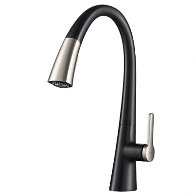 Image of Kraus Nolen Spot Free Finish Dual Function Pull Down Kitchen Faucet, Stainless Steel/Matte Black, KPF 1673SFSMB