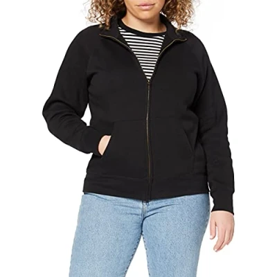 Image of Fruit of the Loom Women&#039;s Zip front Premium Sweater, Black, 12 (Manufacturer Size:Medium)
