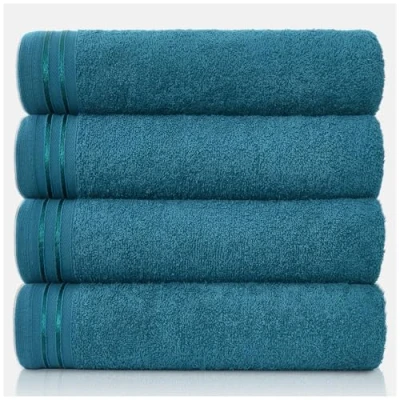 Image of GC GAVENO CAVAILIA Large Towels Bath Sheet Highly Absorbent Egyptian Cotton Towel Set 4 Pack Extra Soft Teal Quick Dry Sheets 450 GSM Washable Towels, 75X135 Cm