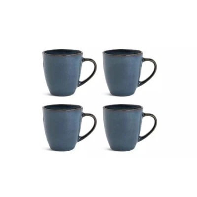 Image of Set of 4 Reactive Stoneware Mugs Check Out The Rest Our Matching Blue Glazed Beauties and Enjoy A Full House Navy