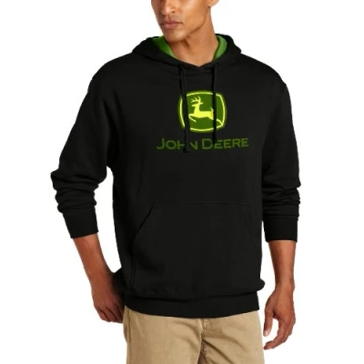 Image of John Deere NCAA Mens Trademark Logo Core Hood Pullover Fleece Black