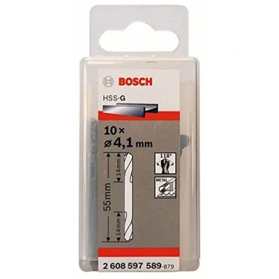 Image of Bosch 10x PRO Metal HSS G double ended Twist Drill Bit (for Non ferrous metals, Steel, Ø 4,10 mm, Professional Accessory Rotary Drill/Drivers)