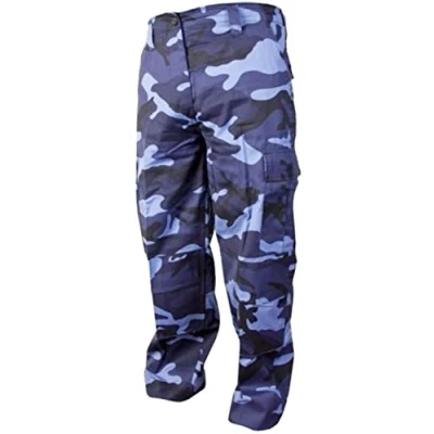 Image of Combat Trousers Cargo Camouflage Sizes 30&quot; 40&quot; (32W x Regular (32.5&quot;), Blue/Dark Blue (Night))