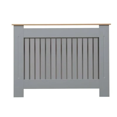 Image of AVC Designs Kensington Radiator Cover Modern MDF Wood White Grey Vertical Slat Living Room Bedroom Hallway Cabinet (Medium Grey/Oak)…