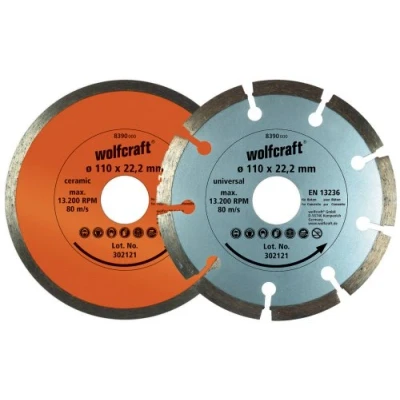 Image of wolfcraft Diamond Cutting Disc Set, Ø 110 mm, 2 Pcs. I 8390000 The inexpensive alternative ideal for all beginners and occasional DIYers