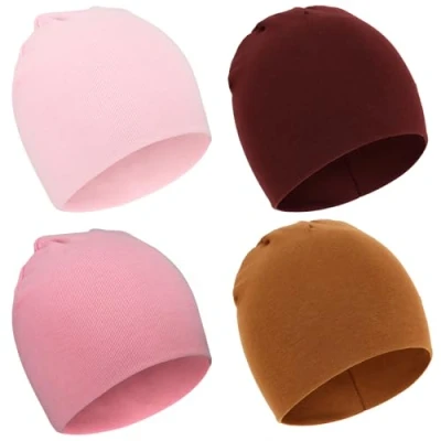 Image of DRESHOW 4 Pieces Baby Beanie Newborn Toddler Soft Cute Knit Hat Hospital Hats for Boys Infant Cap Beanies