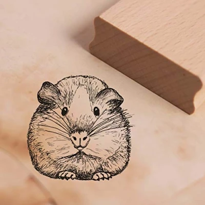 Image of Guinea Pig Head Motif Stamp Approx. 38 x 37 mm
